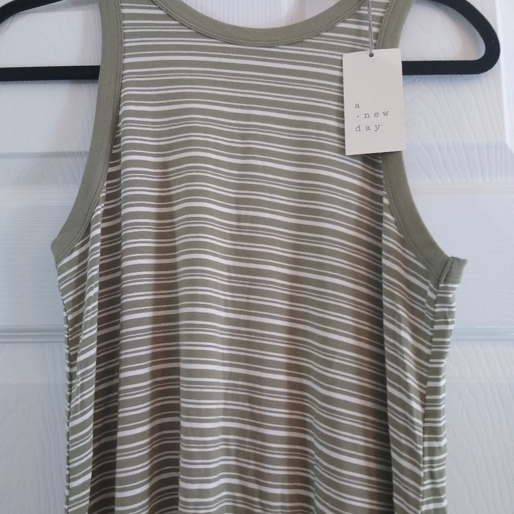 A New Day green and white striped mini dress